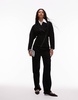 ASOS DESIGN denim 80's cinch moto jacket with hardware in black
