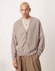 ASOS DESIGN Premium 100% cashmere oversized boxy fit cardigan in taupe