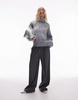 Topshop knitted super fluffy roll neck oversized sweater in multi
