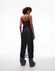 Topshop sheer polka dot ruffle midi dress in black