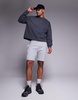 ASOS DESIGN heavyweight oversized boxy long sleeve henley t-shirt with step hem in charcoal