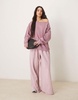 ASOS DESIGN off-shoulder sweatshirt in washed purple