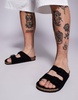 ASOS DESIGN two strap sandals in black with cork soles