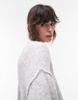 Topshop knitted oversized crew mini dress with exposed seam detail in ice gray