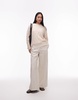 Topshop knitted fluffy cable crew relaxed sweater in cream