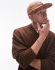 Topman oversized v neck sweater in brown with exposed seams