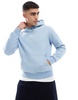 Polo Ralph Lauren central script logo double knit hoodie in light blue heather