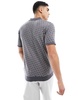Brave Soul textured knit jacquard polo in gray