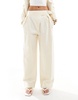 Mango linen mix buckle detail pants in white - part of a set