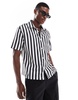 Bershka bold stripe shirt in black