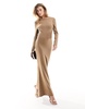 Aria Cove low back corsage detail maxi bodycon dress in mocha