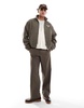 Bershka checked bomber jacket in brown