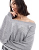 Bershka off the shoulder knit top in gray heather