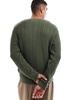 ASOS DESIGN cable knit crew neck cardigan in green