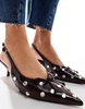 ASOS DESIGN Sriracha embellished slingback mid heeled shoes in burgundy