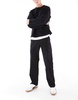 Bershka ripstop wide leg cargo pants in black