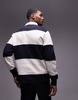 Mango rugby polo shirt in navy & white stripe