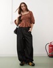 COLLUSION bubble sleeve smock top in red check
