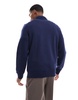 Polo Ralph Lauren chenile applique logo fleece half zip sweatshirt in navy