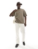 ADPT oversized T-shirt with chess back print in washed brown