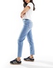 Bershka comfort fit mom jeans in light blue
