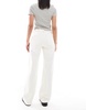 Bershka straight fit wide leg jeans in white