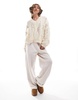 4th & Reckless cable knit V-neck sweater in cream