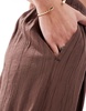 Bershka crinkle wide leg pants in brown