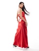 Aria Cove exclusive hammered satin bandeau open back maxi dress in red