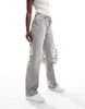 Bershka straight leg jeans in gray
