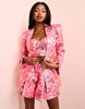 ASOS LUXE jacquard blazer with shoulder pads in pink floral print - part of a set