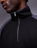 ASOS DESIGN oversized dropped shoulder boxy funnel neck sweatshirt in with nylon panels in black