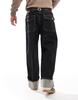 Bershka baggy jeans with fold over hem in dark blue -set