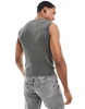 Bershka ribbed tank top in washed gray