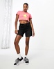 ASOS DESIGN Petite denim dad shorts in washed black