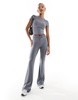 ASOS DESIGN double layer slinky v waist flares in gray - part of a set
