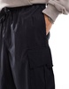 Another Influence wide leg parachute cargo pants in black