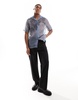 ASOS DESIGN relaxed camp collar shirt with floral embroidery in blue