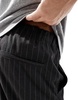 Bershka wide leg pinstripe pants in gray