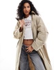 ASOS DESIGN clean longline puffer coat with hood in ice gray