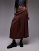 Topshop box pleat midi skirt in brown