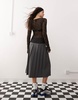 COLLUSION long sleeve branded lace sheer top in black