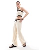 4th & Reckless knitted contrast beach pants in ecru - part of a set