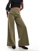 ASOS DESIGN soft wide leg jeans in khaki