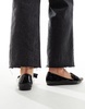 ASOS DESIGN Wide Fit Lake bow pointed ballet flats in black