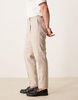 ASOS DESIGN smart tapered fit wool mix pants with coin pocket in ecru slub