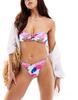 Vero Moda mix and match bandeau bikini top in bright watercolor print