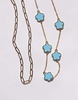 ALDO Feelin' Blue multirow choker necklace with clover charms in turquoise and gold