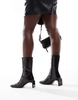 ASOS DESIGN Raine premium square toe mid-heel boots in black leather