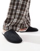 ASOS DESIGN mule slippers in black with faux shearling lining